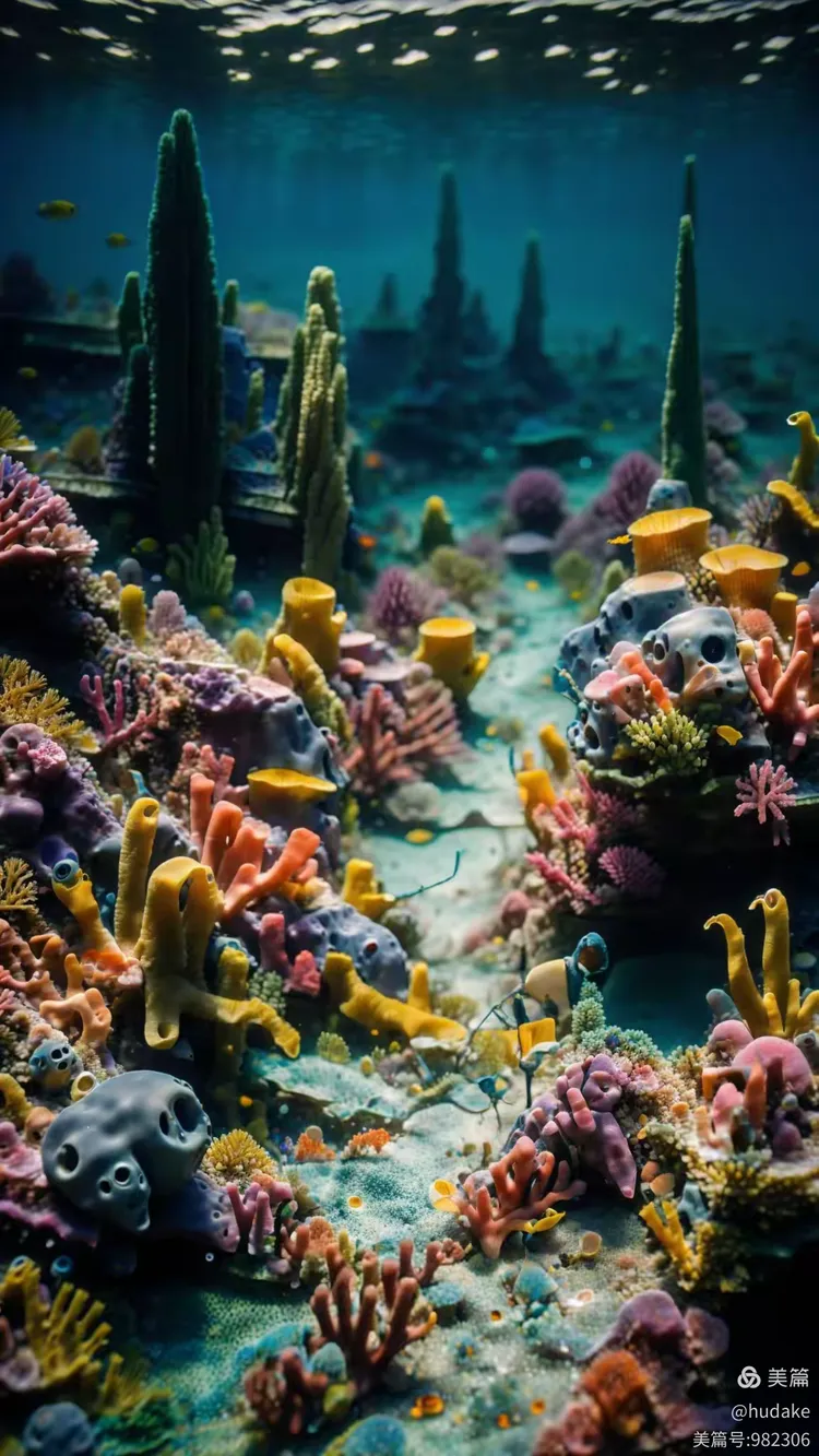 海底生物 . 海底礁石